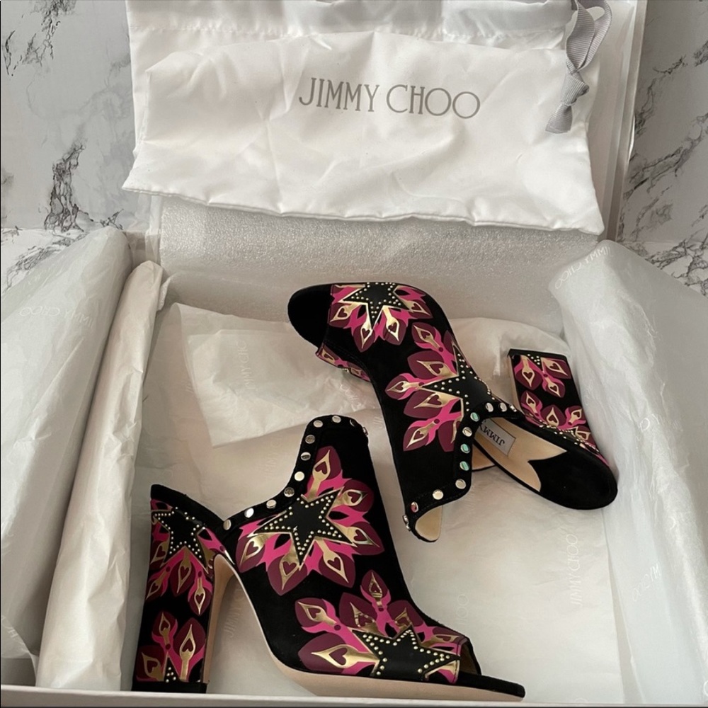 Jimmy Choo Hustle 100 Galaxy Mule Heel 7.5